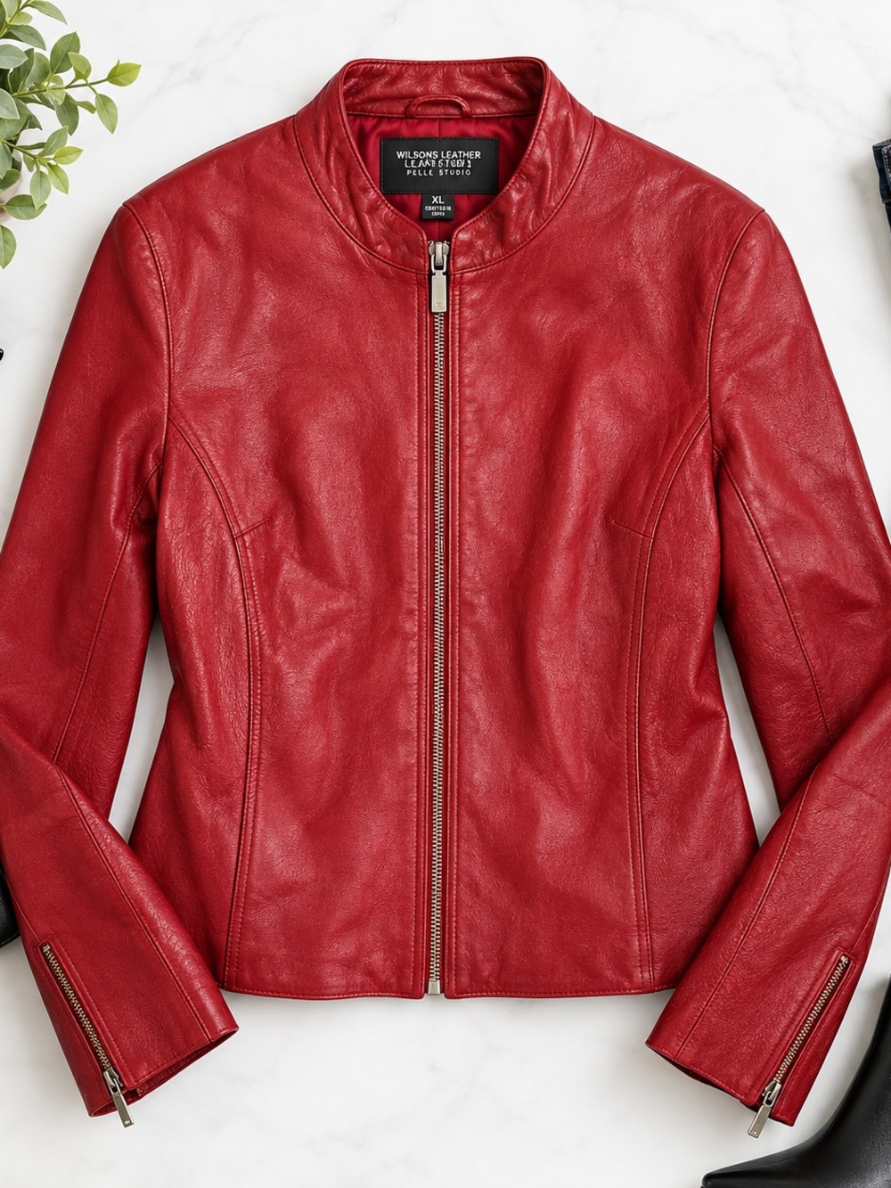 Wilsons Leather Pelle Studio Red Genuine Leather Jacket – Women’s XL